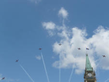Winner. Phot Life Magazine Contest, September 2009 "Canada Day" Snow Birds doing a "Fly-By" by Ottawa's Peace Tower.